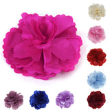 Women Girls Satin Peony Flower Hair Clip Brooch - Beige