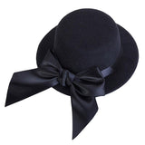 Ladies Mini Top Hat Fascinator Burlesque Millinery w/ Bowknot - Black