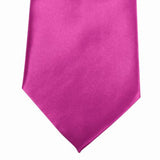 Solid Color Satin Neck Tie Necktie for Men - Hot Pink