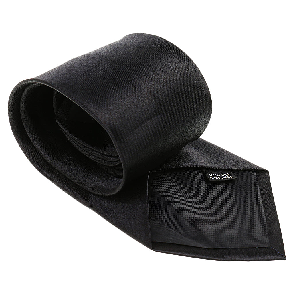 Men Polyester Soft Smooth Gorgeous Vibrant Necktie Black 59Inch