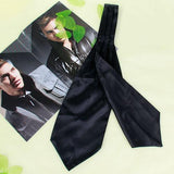 Maxbell Satin Tuxedo Wedding Self Tie Ascot Cravat Necktie Scarf for Men - Black