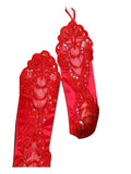 Women's Red Short Lace Decorated Wedding Party Gloves/protect 7057