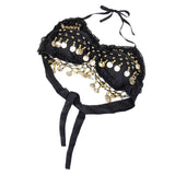 Maxbell Sexy Folded lace Coins Chiffon Belly Dance Bra Top Costume Black