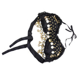 Maxbell Sexy Folded lace Coins Chiffon Belly Dance Bra Top Costume Black