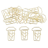 12PCS/Pack Golden Paper Clips Christmas Ornaments Coffee Cups Shape for Office Home Stationery Accessories - Aladdin Shoppers