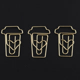 12PCS/Pack Golden Paper Clips Christmas Ornaments Coffee Cups Shape for Office Home Stationery Accessories - Aladdin Shoppers