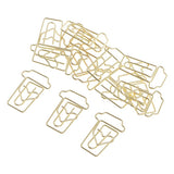 12PCS/Pack Golden Paper Clips Christmas Ornaments Coffee Cups Shape for Office Home Stationery Accessories - Aladdin Shoppers