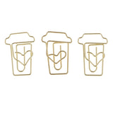12PCS/Pack Golden Paper Clips Christmas Ornaments Coffee Cups Shape for Office Home Stationery Accessories - Aladdin Shoppers