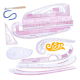 13 Pieces Multi Function Curve Ruler Drawing Line Straight Sewing Clothing Design - Aladdin Shoppers