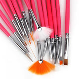 15pcs Nail Art Design Painting Drawing Painting Pen Brush Tool Set - Pink