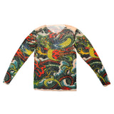 Vigorous Tiger Pattern Mesh Tattoo Shirt Long Sleeve Tattoo Apparel