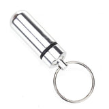 Maxbell Aluminum Alloy Water-proof Air-tight Pill Fob Pill Case Pill Box Pill Holder with Keychain - Silver
