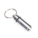 Maxbell Aluminum Alloy Water-proof Air-tight Pill Fob Pill Case Pill Box Pill Holder with Keychain - Silver
