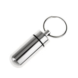 Maxbell Aluminum Alloy Water-proof Air-tight Pill Fob Pill Case Pill Box Pill Holder with Keychain - Silver