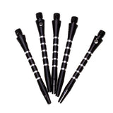 Maxbell 5Pcs 52mm 2BA Anodised Aluminium Re-Grooved Striped Aluminum Dart Shaft - Black