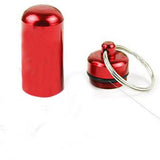 Aluminum Alloy Water-proof Air-tight Pill Fob Pill Case Pill Box Pill Holder with Keychain - Red