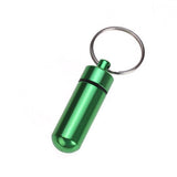 Aluminum Alloy Water-proof Air-tight Pill Fob Pill Case Pill Box Pill Holder with Keychain - Green