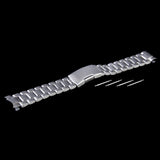 Maxbell Silver Solid Stainless Steel Links Watch Band Strap Curved End Deployment Buckle 22 mm