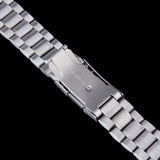 Maxbell Silver Solid Stainless Steel Links Watch Band Strap Curved End Deployment Buckle 22 mm