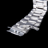 Maxbell Silver Solid Stainless Steel Links Watch Band Strap Curved End Deployment Buckle 22 mm