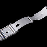 Maxbell Silver Solid Stainless Steel Links Watch Band Strap Curved End Deployment Buckle 22 mm
