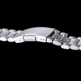 Maxbell Silver Solid Stainless Steel Links Watch Band Strap Curved End Deployment Buckle 22 mm