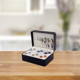 Maxbell 1pc Black PU Leather Cufflinks / Tie Clip Store Box Storeage Case W/ 6 Slots