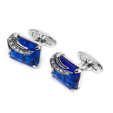 Maxbell Men's Rectangle Blue Crystal Cufflinks Shirt Cuff Links Wedding Party Groom Gift