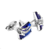 Maxbell Men's Rectangle Blue Crystal Cufflinks Shirt Cuff Links Wedding Party Groom Gift
