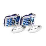 Maxbell Men's Rectangle Blue Crystal Cufflinks Shirt Cuff Links Wedding Party Groom Gift