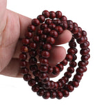Maxbell Wood 108pcs Prayer Beads Buddha Mala Buddhist Bracelet Chain Purplish Red