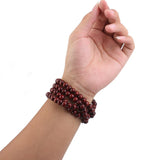 Maxbell Wood 108pcs Prayer Beads Buddha Mala Buddhist Bracelet Chain Purplish Red