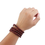 Maxbell Wood 108pcs Prayer Beads Buddha Mala Buddhist Bracelet Chain Purplish Red