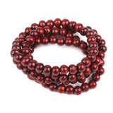 Maxbell Wood 108pcs Prayer Beads Buddha Mala Buddhist Bracelet Chain Purplish Red
