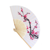 Japanese Bamboo Plum Blossom Folding Hand Held Fan Pocket Fan Wedding Decor