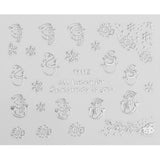 1 Sheet 3D Mixed Christmas Design Nail Art Sticker Tips Manicure - Silver