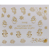 1 Sheet 3D Mixed Christmas Design Nail Art Sticker Tips Manicure - Gold