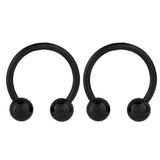 Maxbell Stainless Steel Horseshoe Ball Septum Lip Nose Ear Barbell Rings Black