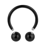 Maxbell Stainless Steel Horseshoe Ball Septum Lip Nose Ear Barbell Rings Black