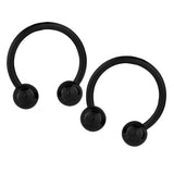 Maxbell Stainless Steel Horseshoe Ball Septum Lip Nose Ear Barbell Rings Black