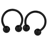 Maxbell Stainless Steel Horseshoe Ball Septum Lip Nose Ear Barbell Rings Black