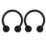 Maxbell Stainless Steel Horseshoe Ball Septum Lip Nose Ear Barbell Rings Black