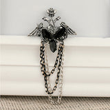 Maxbell Black Gothic Punk Acrylic Crown Angel Wing Rhinestone Broach Chain Tassel Bouquet Brooch Breastpin Pin