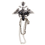 Maxbell Black Gothic Punk Acrylic Crown Angel Wing Rhinestone Broach Chain Tassel Bouquet Brooch Breastpin Pin