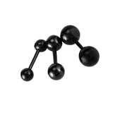 Maxbell 3Pcs Surgical Steel Barbell Ear Bone Rings Body Piercing Black