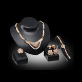 Maxbell Gold Plated Necklace Earring Bracelet Ring Jewelry Set for Women Wedding