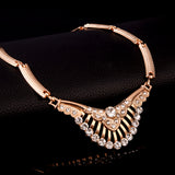 Maxbell Gold Plated Necklace Earring Bracelet Ring Jewelry Set for Women Wedding