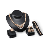 Maxbell Gold Plated Necklace Earring Bracelet Ring Jewelry Set for Women Wedding