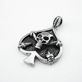 Maxbell Stainless Steel Skull Head Bone Poker Heart Pendant Necklace Chain Jewelry