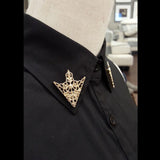Maxbell Fashion Hollow Triangle Blouse Shirt Collar Pin Brooch Decor Gift Gold